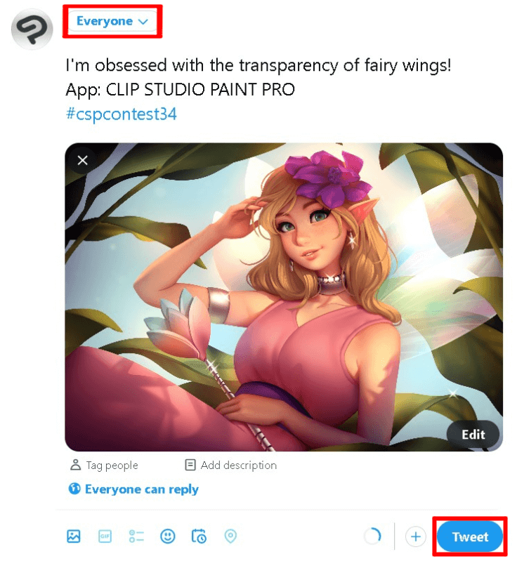 Example of Twitter entry